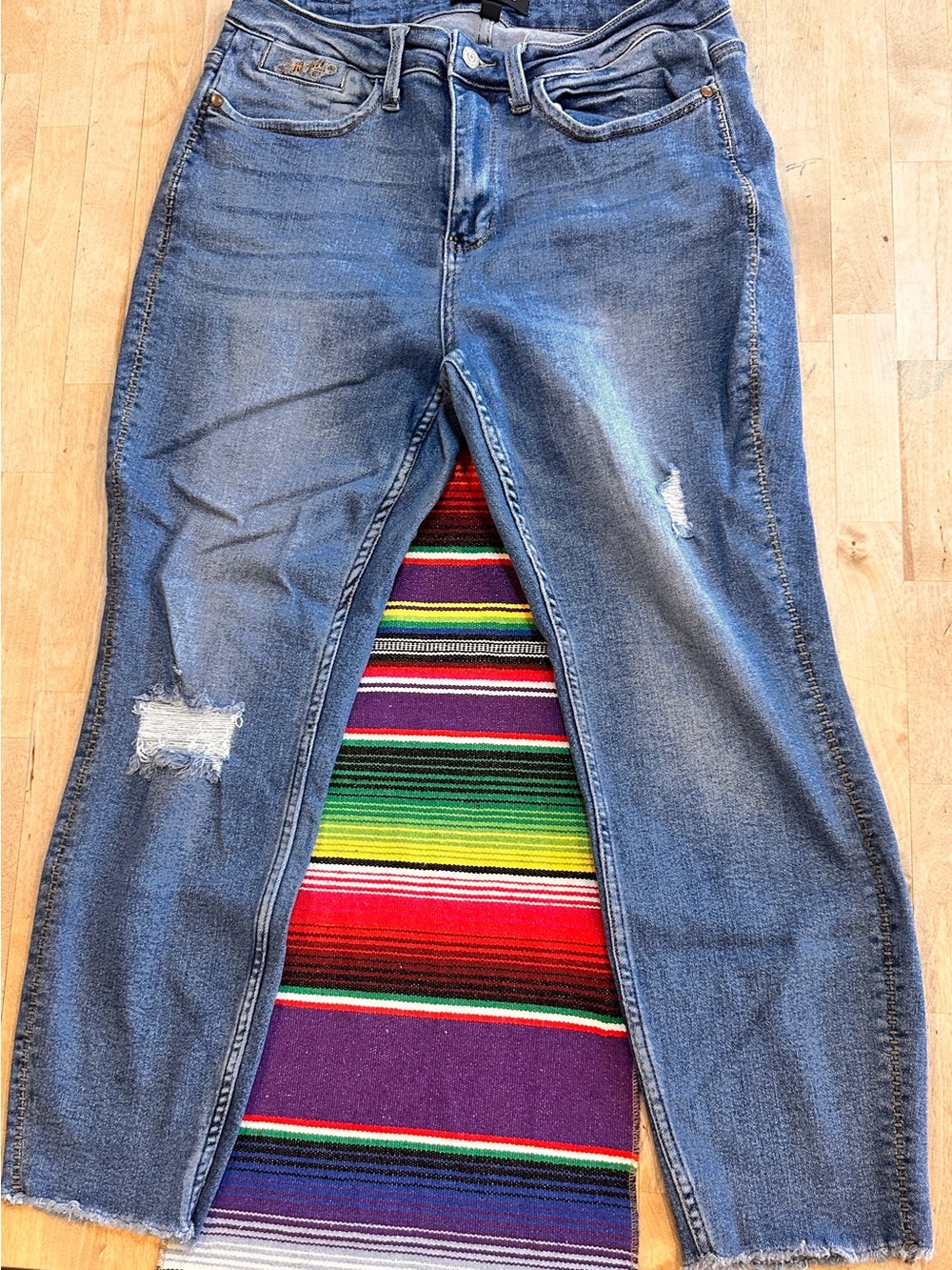 Judy Blue Medium Blue Distressed Boyfriend Jeans